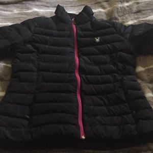 Women’s down filled Spyder brand puffy jacket.